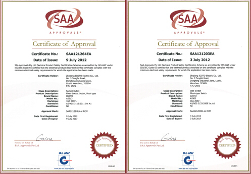 SAA Certificate SAA Certificate